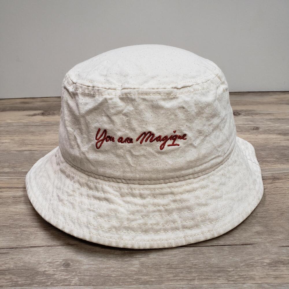Madewell Hat Bucket Fitted Womens Medium Off White Embroidered You Are Magique